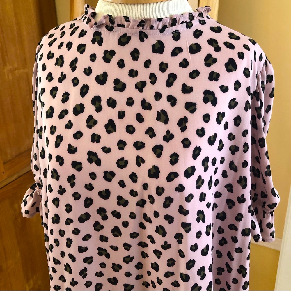 Lavender Leopard Puff Sleeve Top
